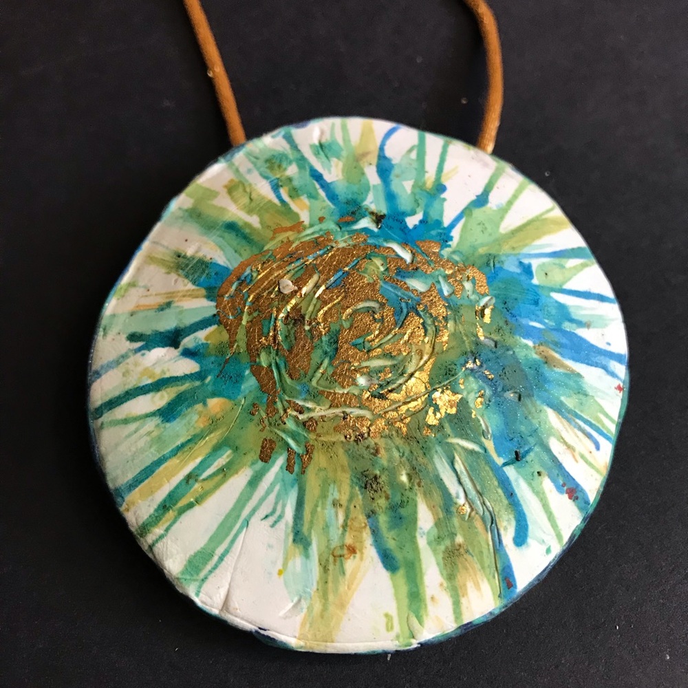 SALE 🦋 Artisan BOHO Handmade Pendant w Silk Cord